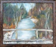 Paysage de rivière impressionniste américain de Geraldine Sanger, 1983