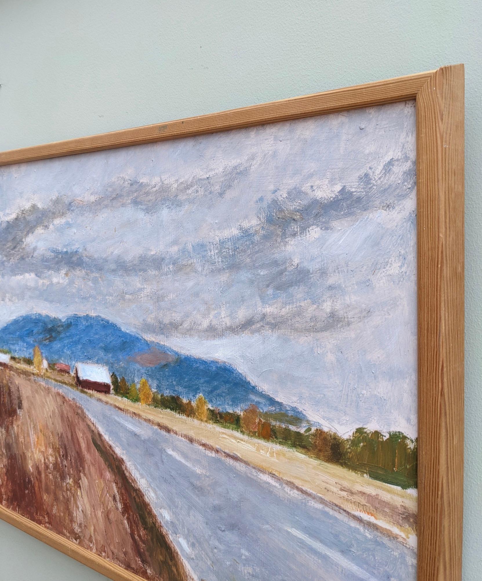 1983 Modernist Vintage Landscape Oil Painting - Old Town Road, Framed 1