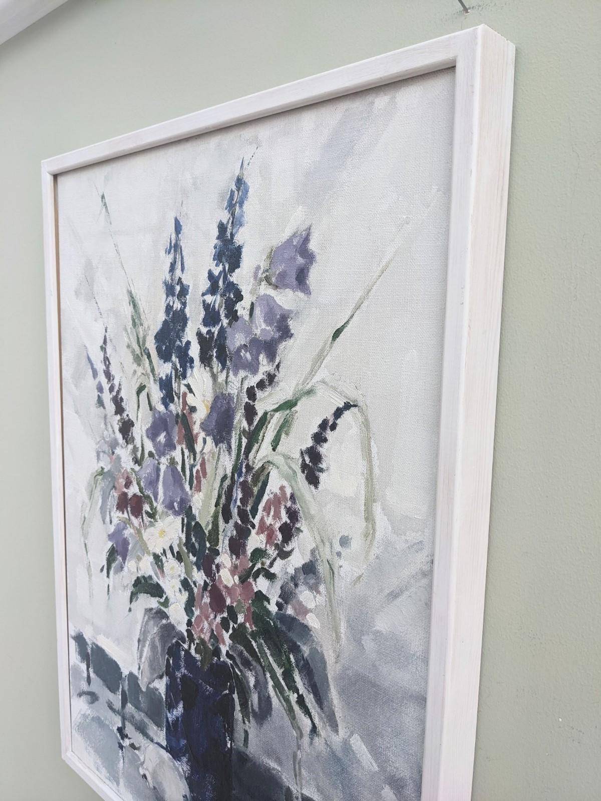 1983 Vintage Still Life Oil Painting Swedish Art - Flowers & Shell For Sale 5