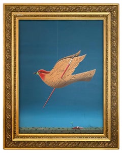 Vintage 1985 Exquisite Trompe L'oeil Painting of Sparrow