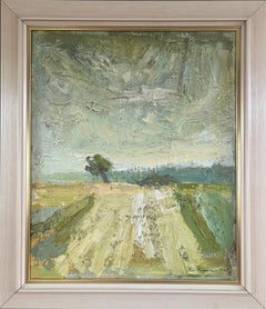 Peinture à l'huile semi-abstraite moderniste de 1985 - Rays of Hope