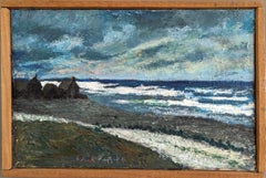 1985 Vintage Paesaggio costiero espressivo dipinto a olio - Costa drammatica