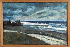 1985 Vintage Expressive Küstenlandschaft, Ölgemälde, Vintage, Ölgemälde, Dramatische Küste