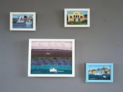 1988-1992 Modernist Swedish Mini Landscapes Oil Paintings - Set of 4 Paintings