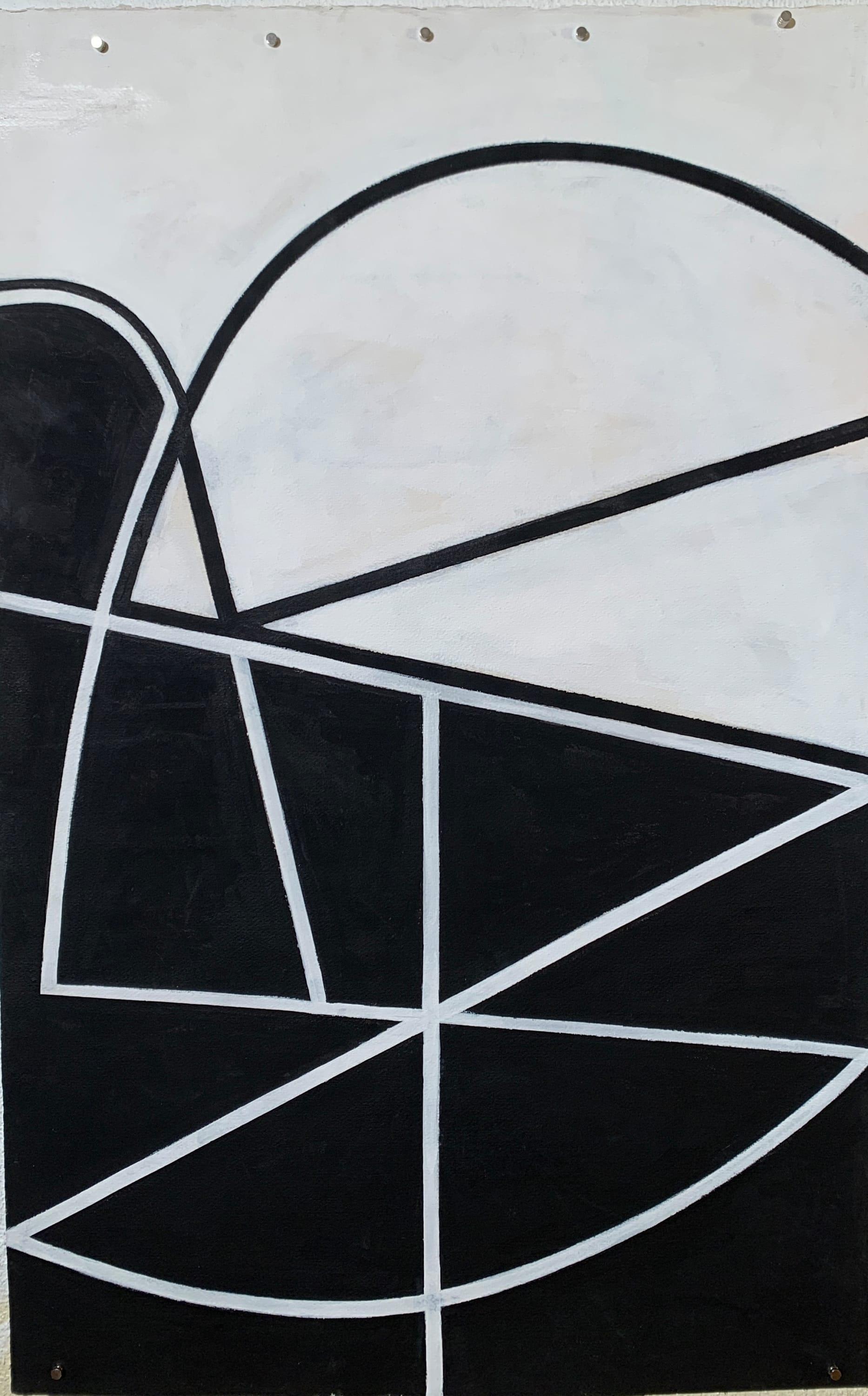 1988 "Bianco e nero astratto" Pittura di grandi dimensioni su carta - Painting di Unknown