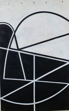 1988 "Bianco e nero astratto" Pittura di grandi dimensioni su carta