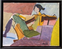1989 Vintage Swedish Framed Figurative Oil Painting - Louise