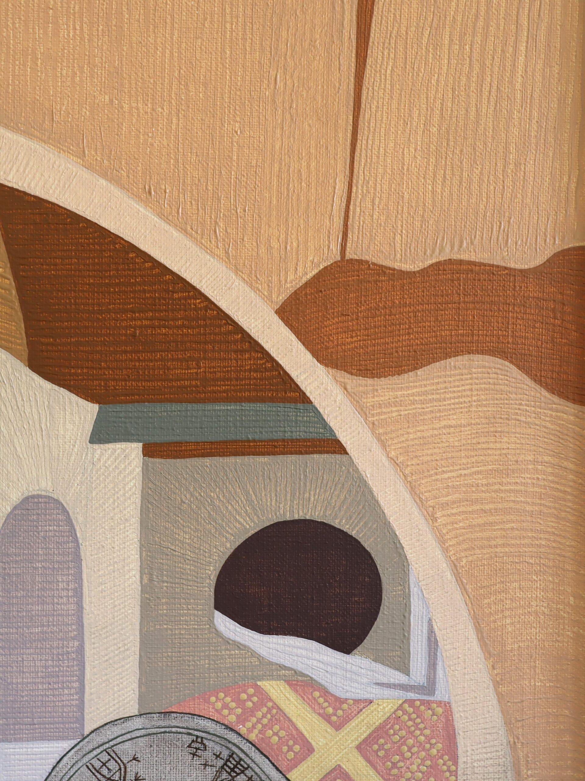 1991 Pittura ad olio moderna surrealista d'epoca originale per interni - Sussurri antichi in vendita 7