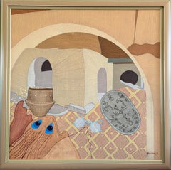 1991 Modern Surrealist Vintage Original Interior Oil Painting - Ancient Whispers