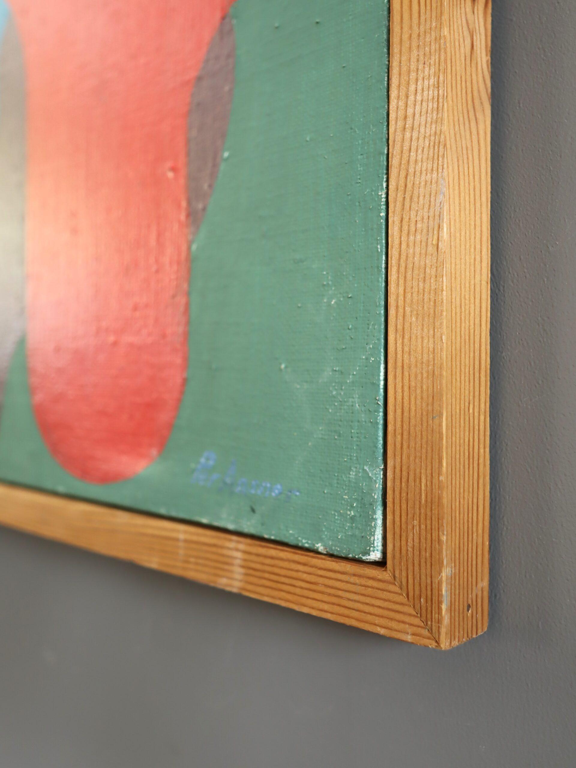 1991 Moderna Vintage Svedese Pittura astratta geometrica a tempera - Interazione in vendita 2