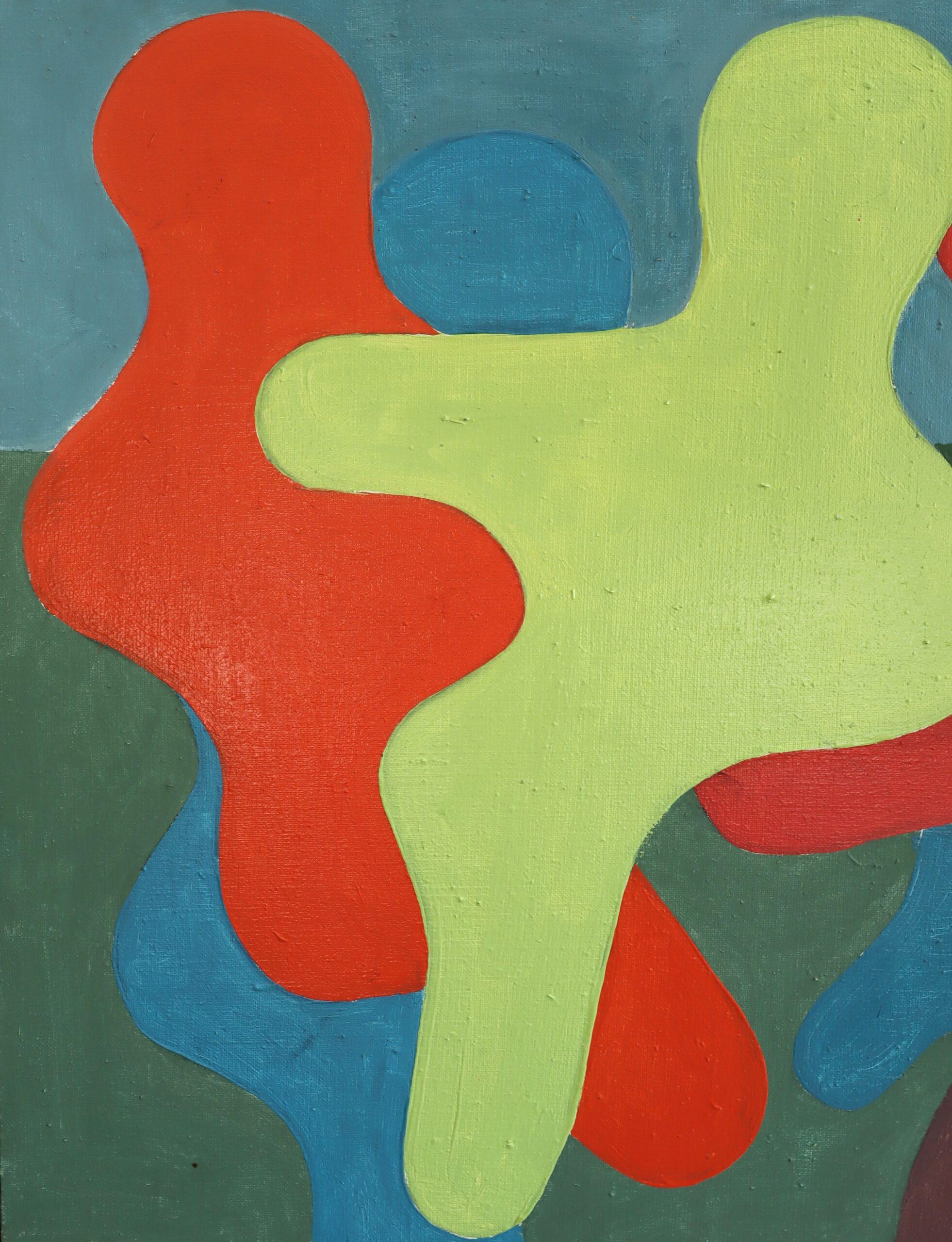 1991 Moderna Vintage Svedese Pittura astratta geometrica a tempera - Interazione in vendita 3