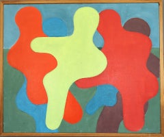 1991 Moderna Vintage Svedese Pittura astratta geometrica a tempera - Interazione