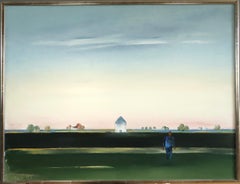 1991 Vintage Minimalist Swedish Landscape Oil Painting - The Distance Between