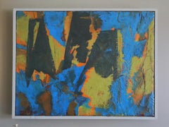 Pintura al óleo expresionista abstracta sueca modernista de 1992 - Colisión de cobalto