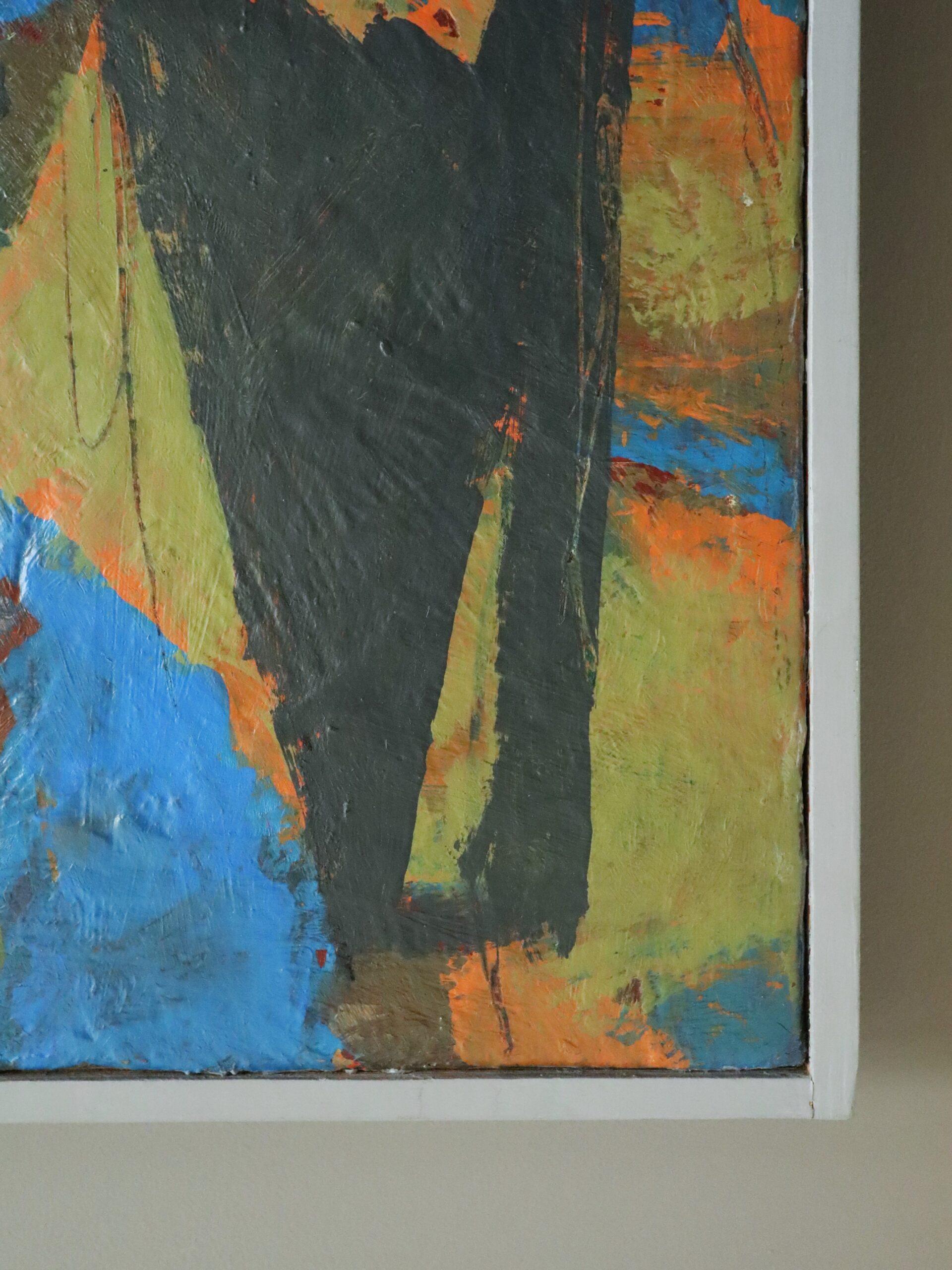 1992 Peinture à l'huile moderniste suédoise d'expressionnisme abstrait - Cobalt Collision en vente 2