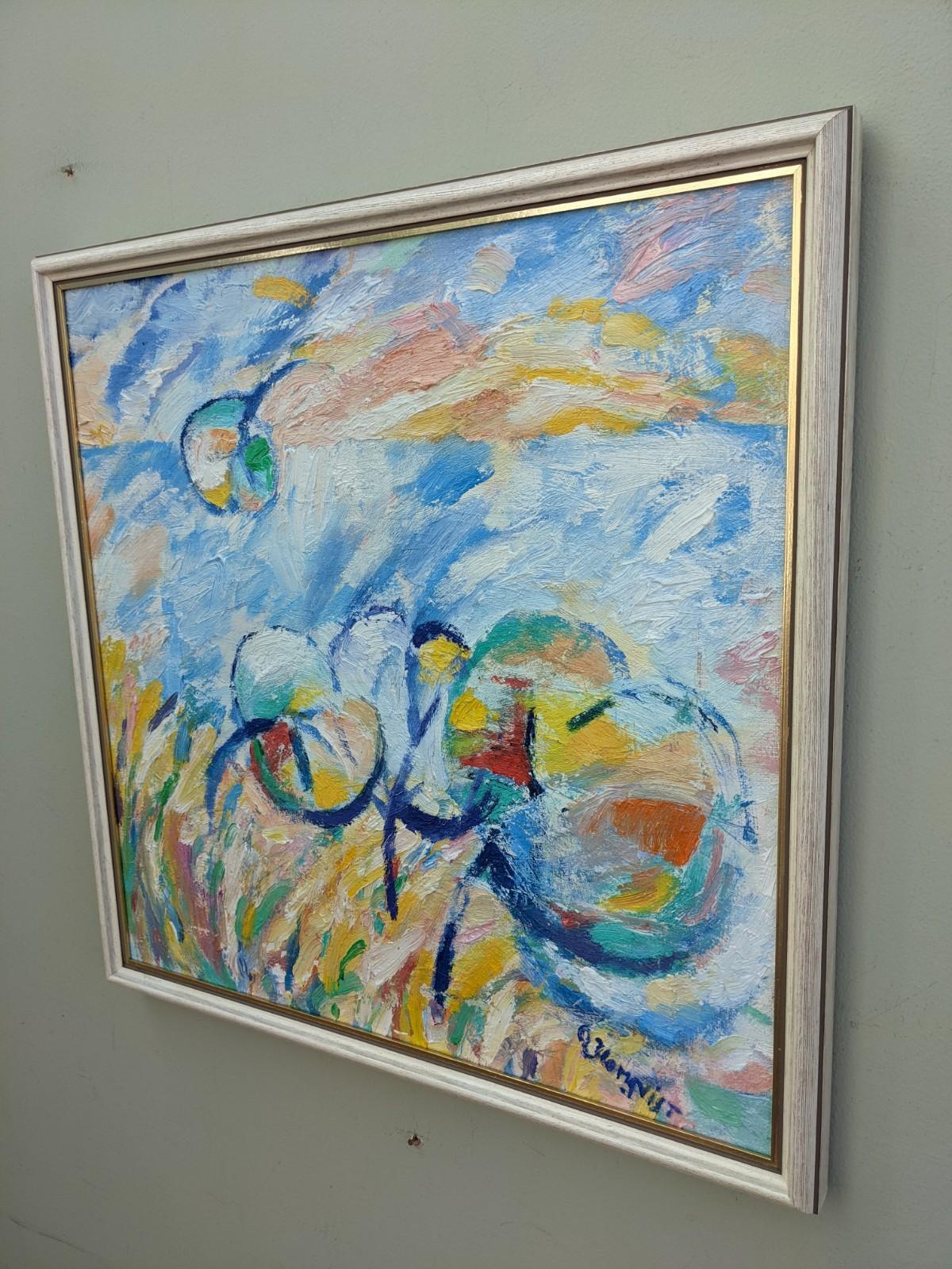 1993 Modern Post-Impressionist Framed Abstract Oil Painting - 