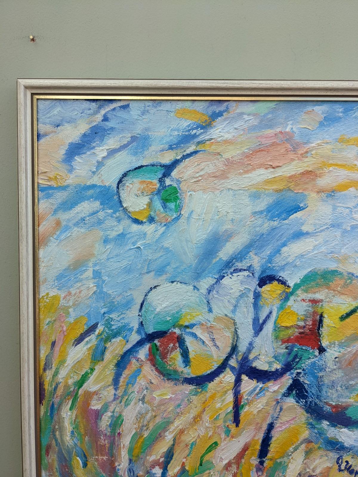 1993 Modern Post-Impressionist Framed Abstract Oil Painting - 