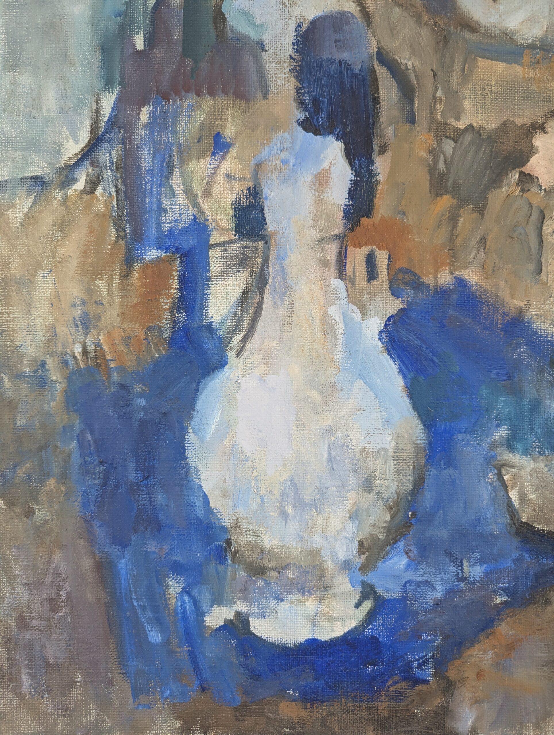 1993 Pittura ad olio originale modernista d'epoca con cornice - Natura morta espressionista in vendita 5