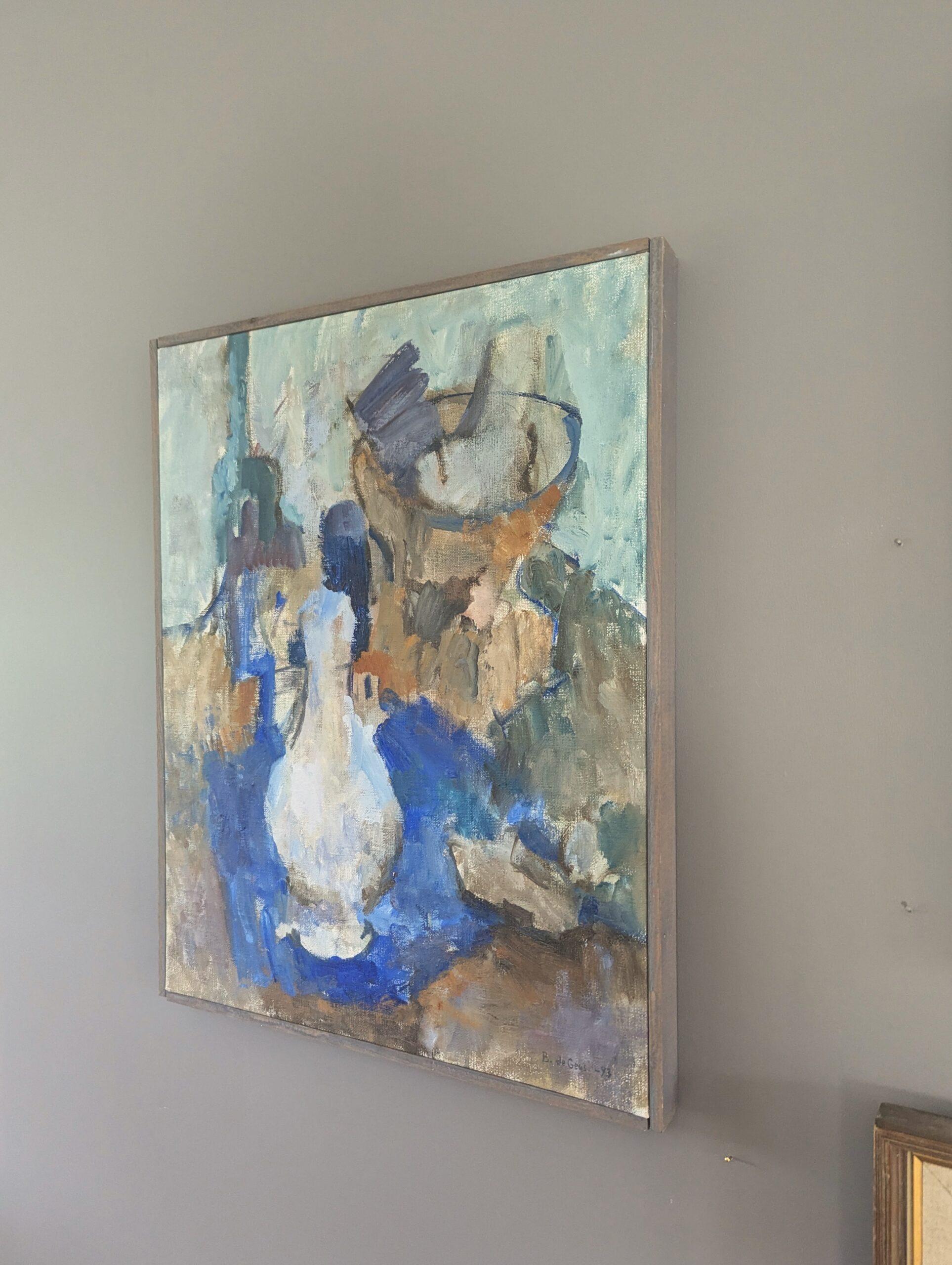 1993 Pittura ad olio originale modernista d'epoca con cornice - Natura morta espressionista in vendita 1