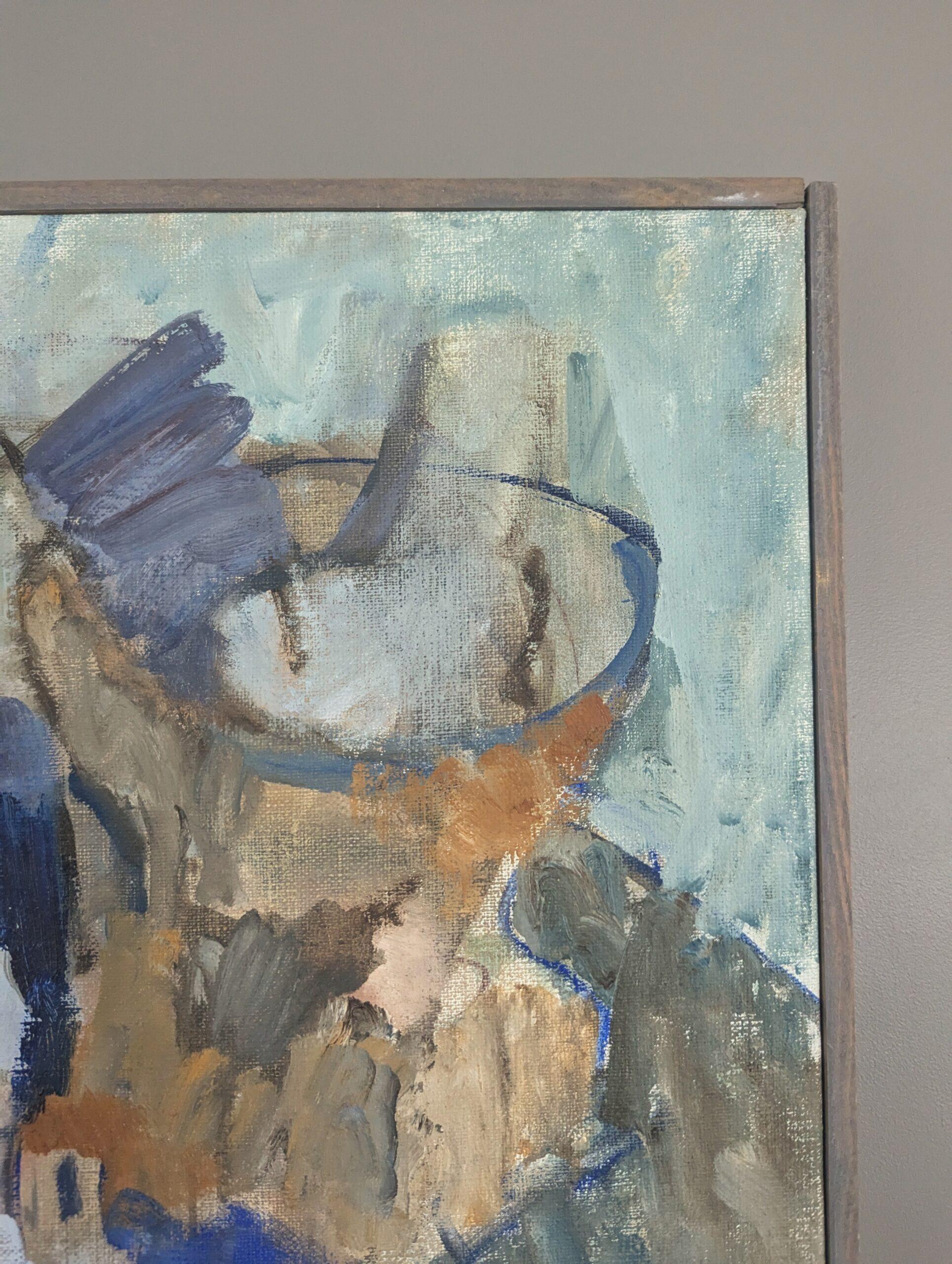1993 Pittura ad olio originale modernista d'epoca con cornice - Natura morta espressionista in vendita 3