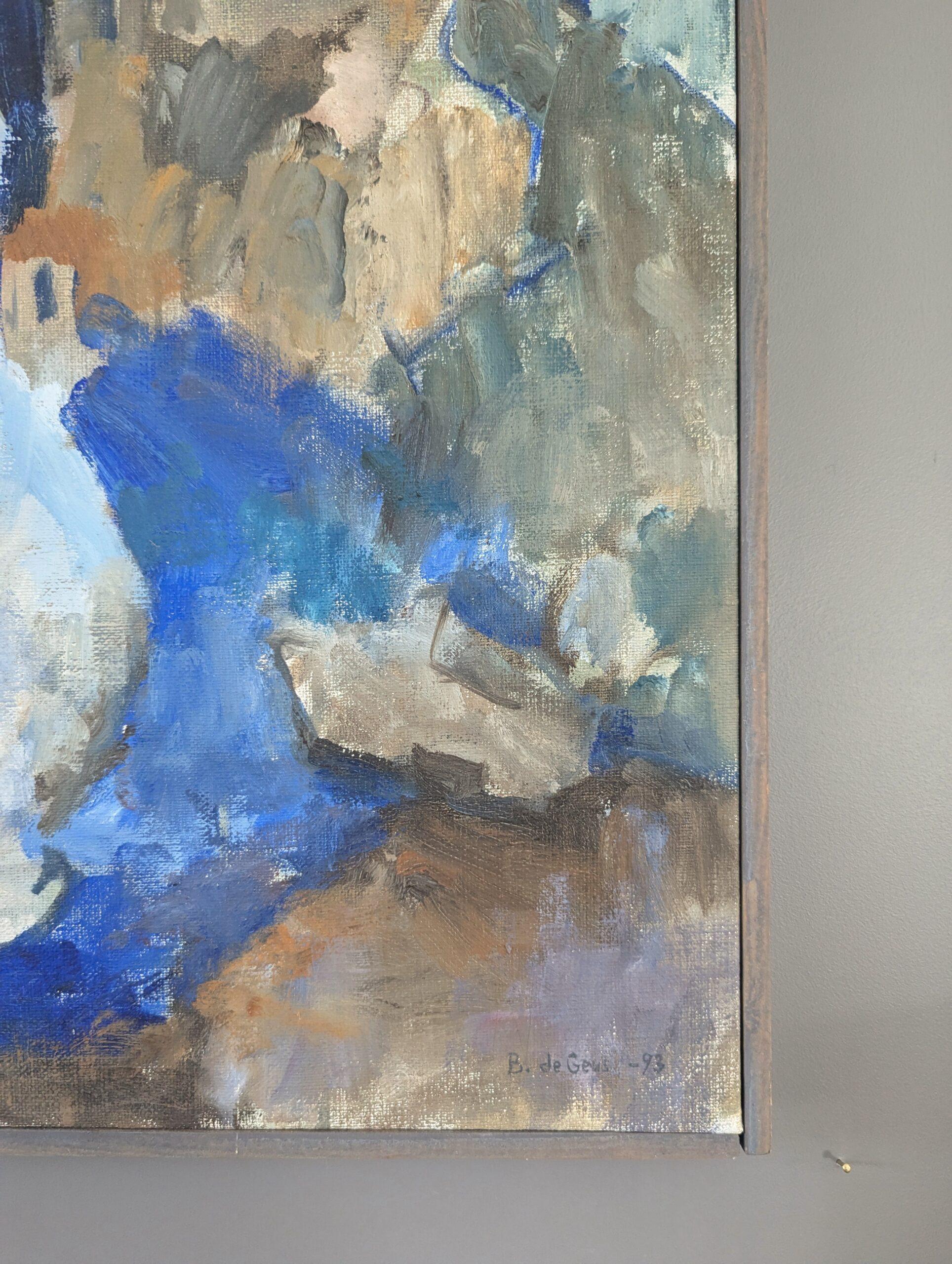 1993 Pittura ad olio originale modernista d'epoca con cornice - Natura morta espressionista in vendita 4