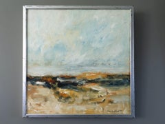 1994 Modernist Abstract Expressive Landscape Oil Painting - Golden Drift
