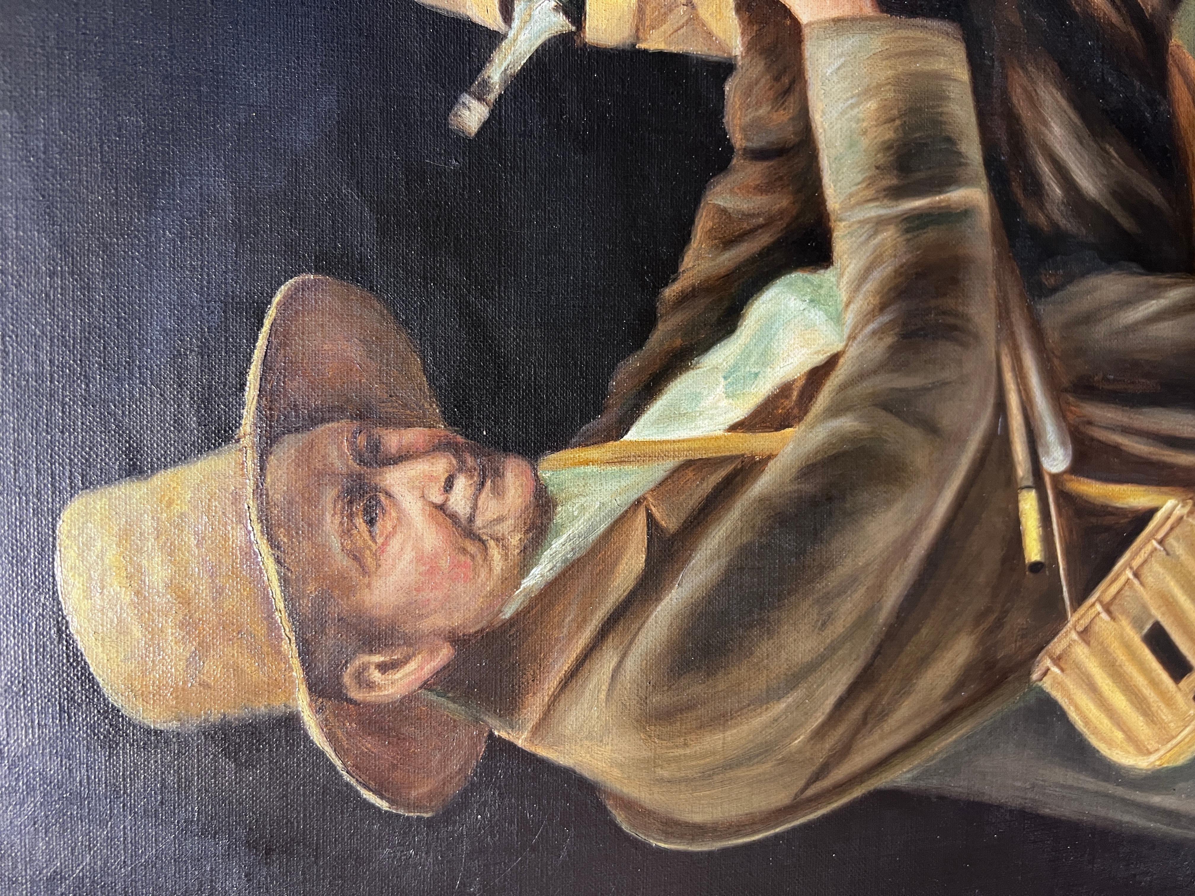 Siglo XIX/XX Escuela americana Pintura antigua al óleo sobre lienzo, Retrato en venta 5