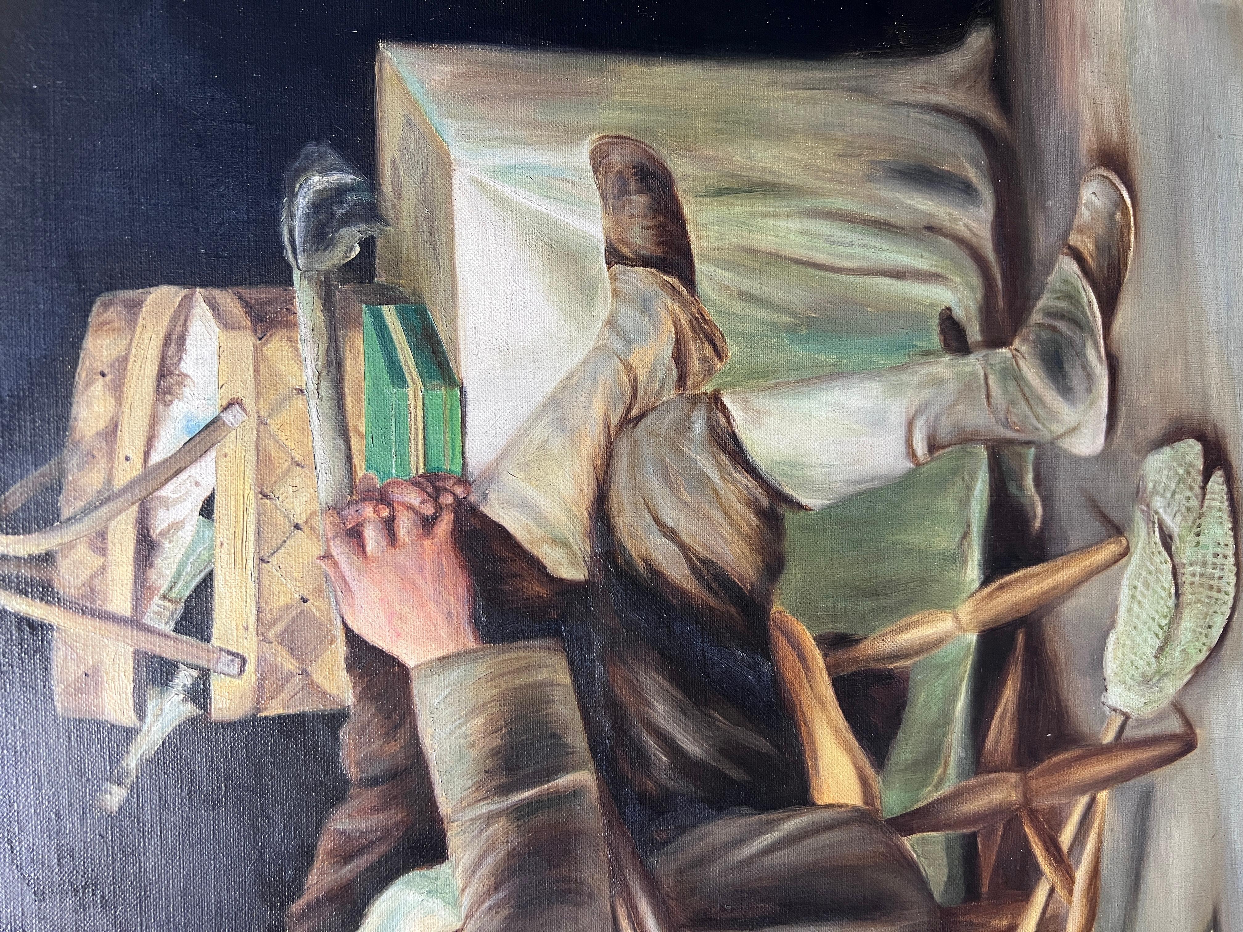 Siglo XIX/XX Escuela americana Pintura antigua al óleo sobre lienzo, Retrato en venta 6