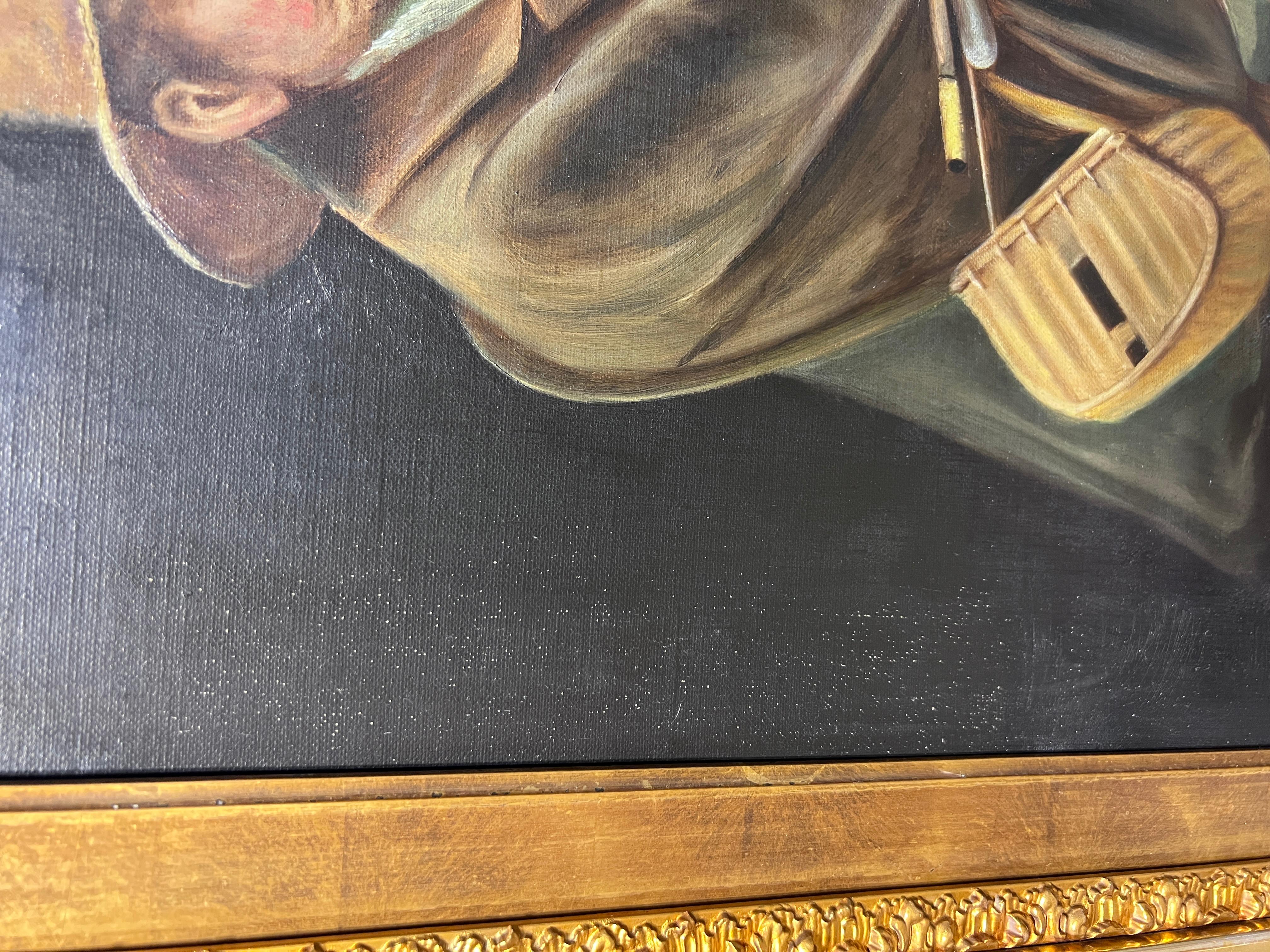 Siglo XIX/XX Escuela americana Pintura antigua al óleo sobre lienzo, Retrato en venta 8