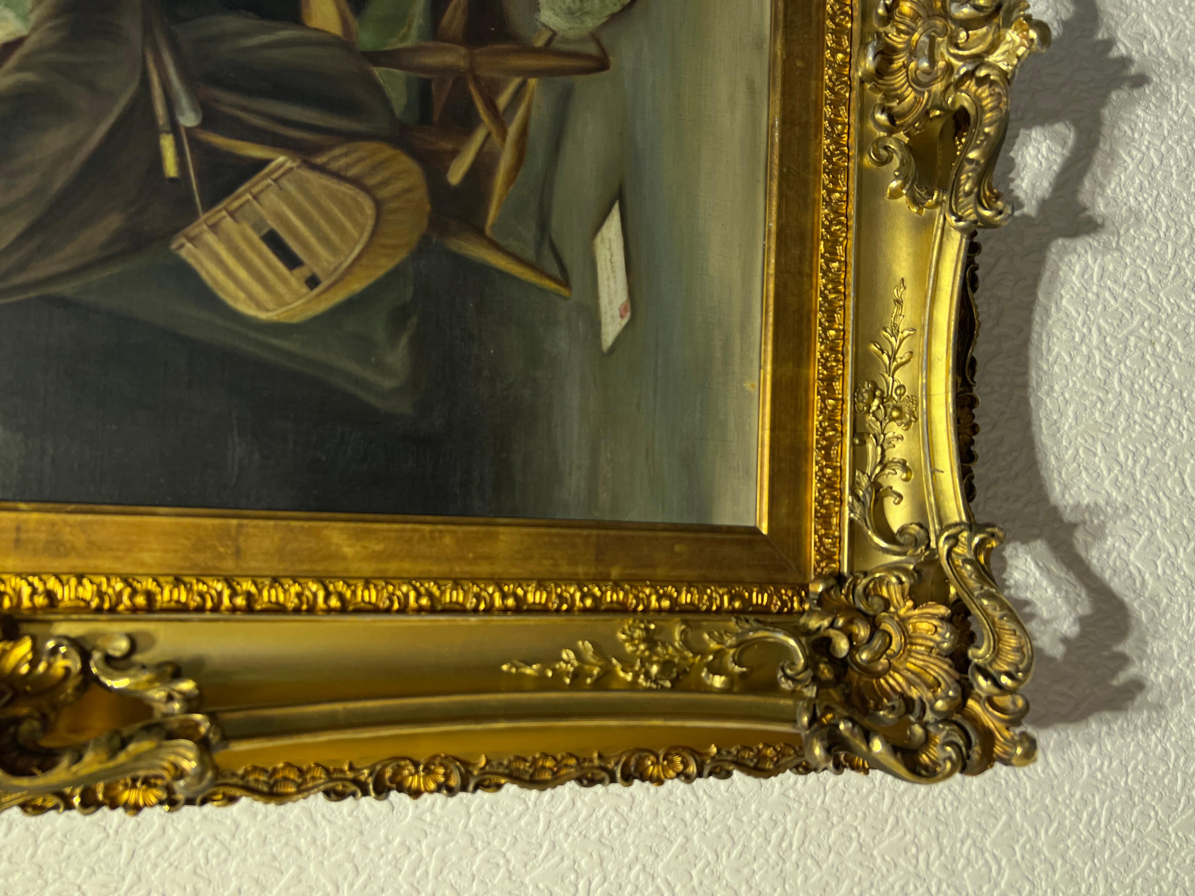 Siglo XIX/XX Escuela americana Pintura antigua al óleo sobre lienzo, Retrato - Portrait Painting Marrón de Unknown