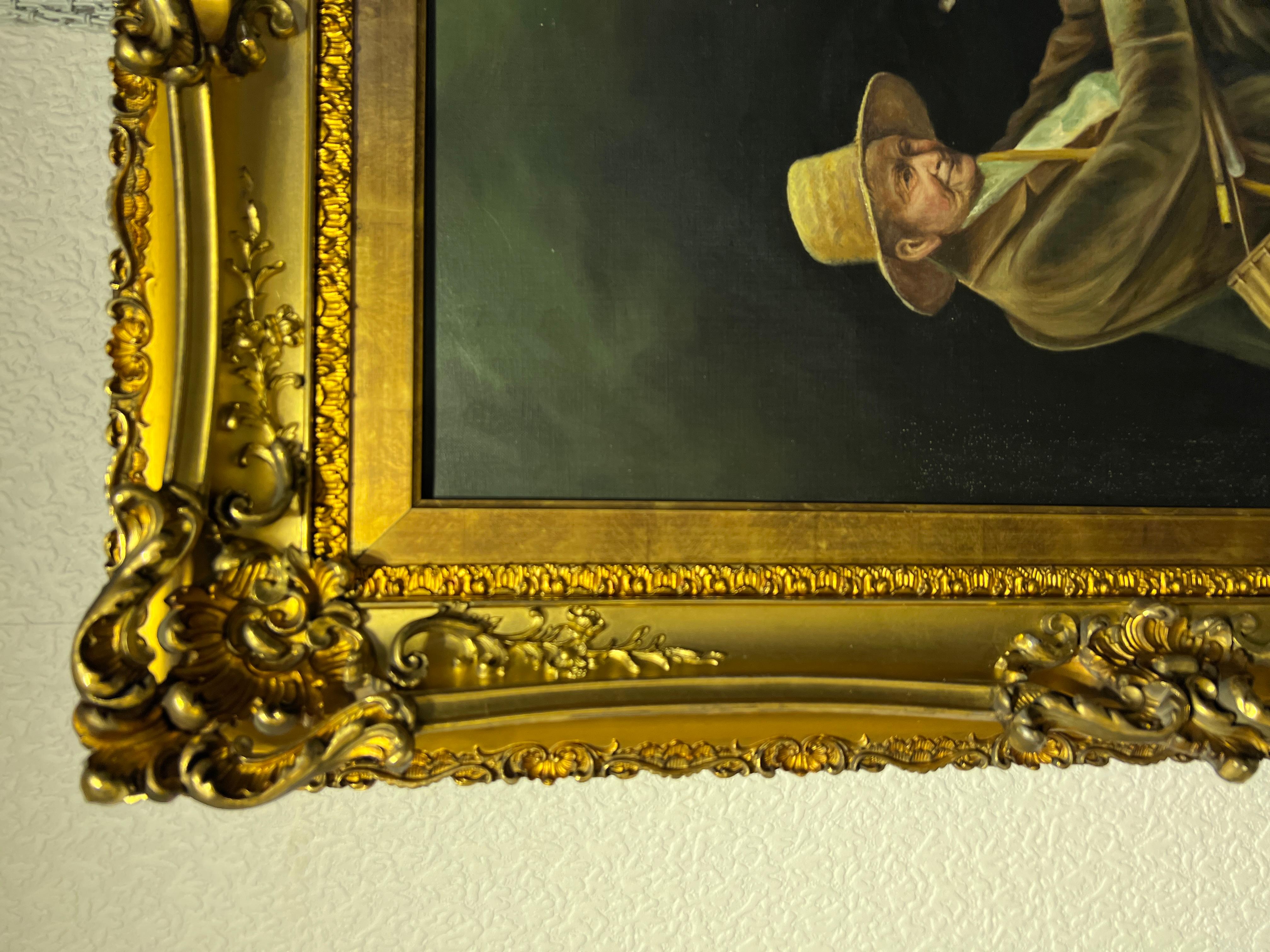 Se vende una pintura al óleo original sobre lienzo de la Escuela Americana Antigua del siglo XIX/XX que representa el retrato de un pescador sentado junto a una mesa con una cesta y una cesta de pesca. 

Sin firma visible. 

El cuadro está en buen
