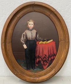 19. Jahrhundert Amerikanisches Ölporträt eines jungen Mannes mit seiner Bibel