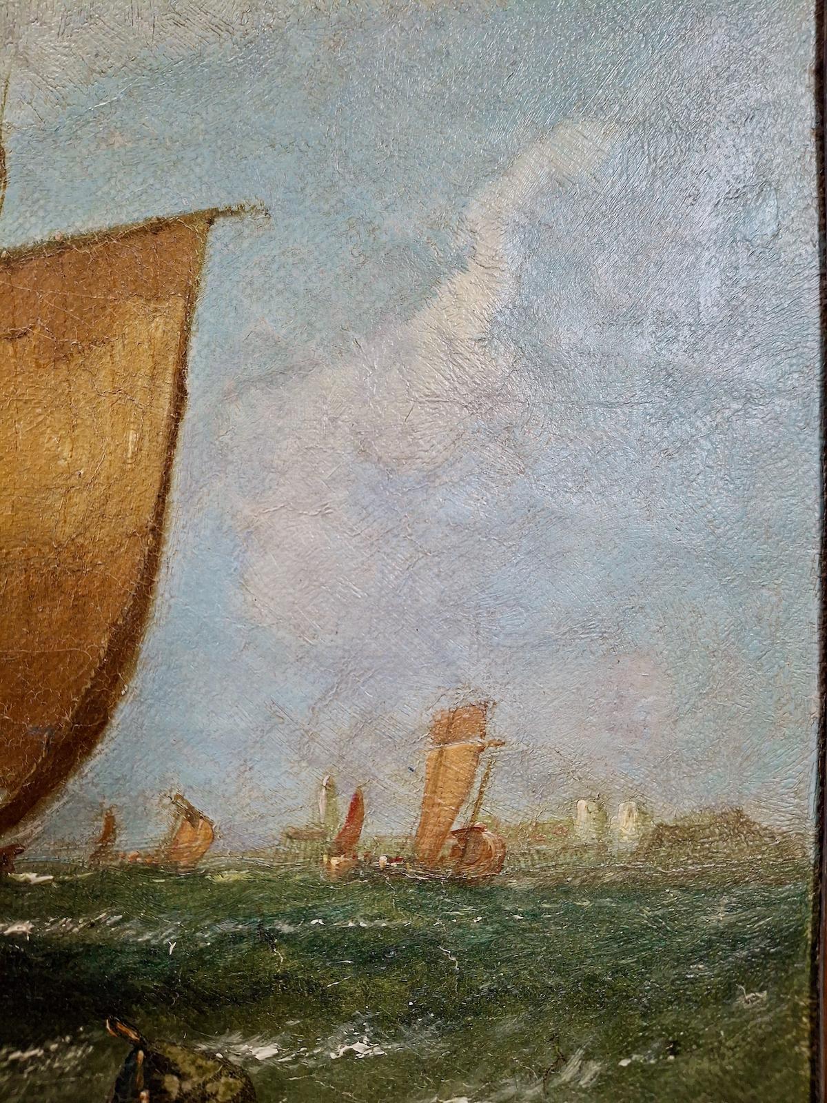 19th-c. French Fishing Boats off Calais For Sale 3