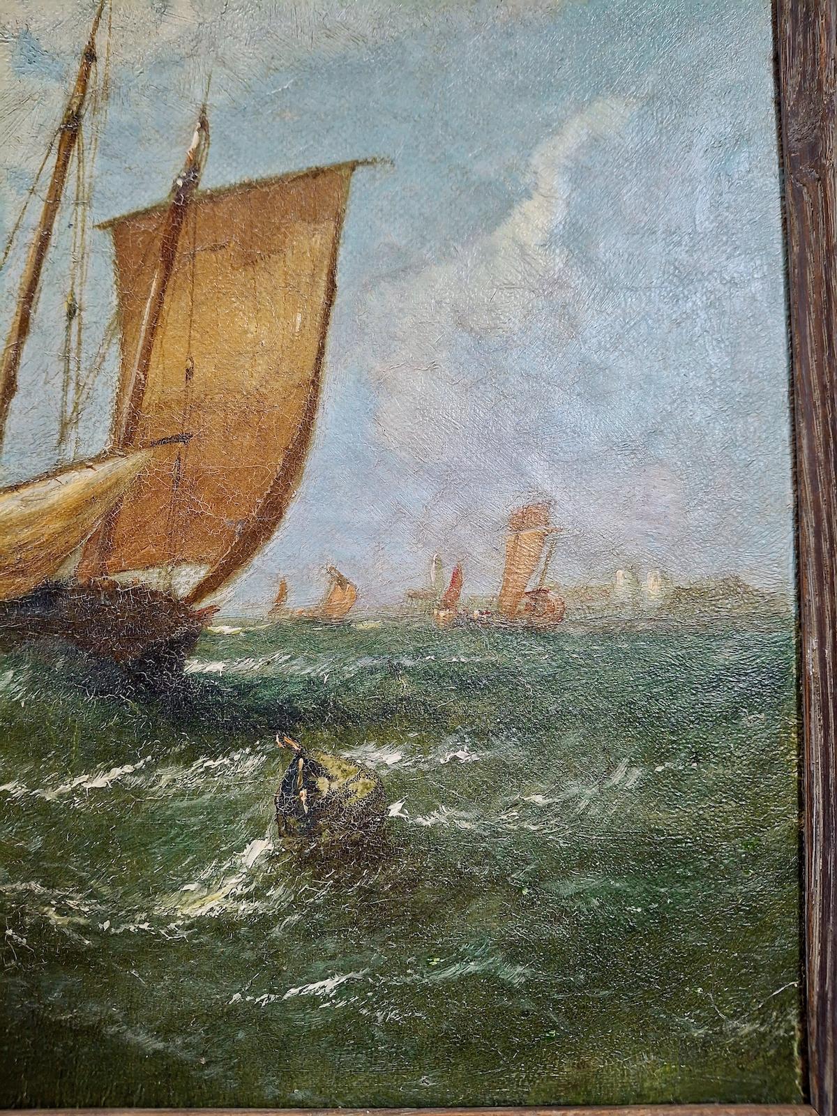 19th-c. French Fishing Boats off Calais For Sale 4