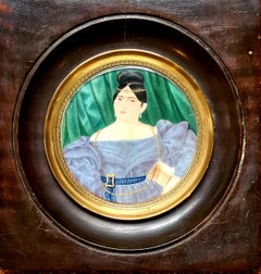 Miniatura de retrato francés del siglo XIX, Una dama a la moda, según Jean-Baptiste Isabey