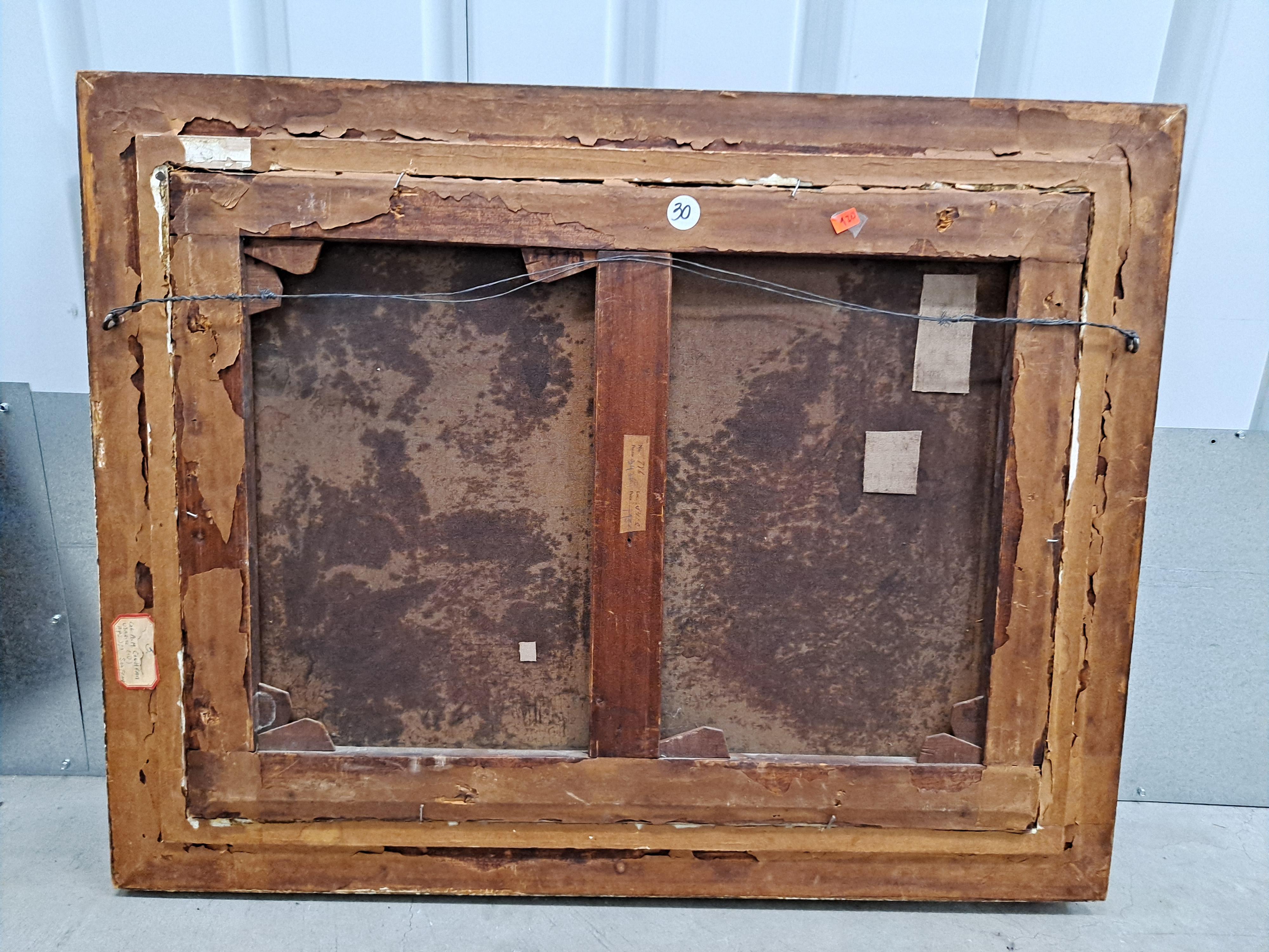 Paisaje del siglo XIX con pastor y rebaño de ovejas, por artista misterioso en venta 8
