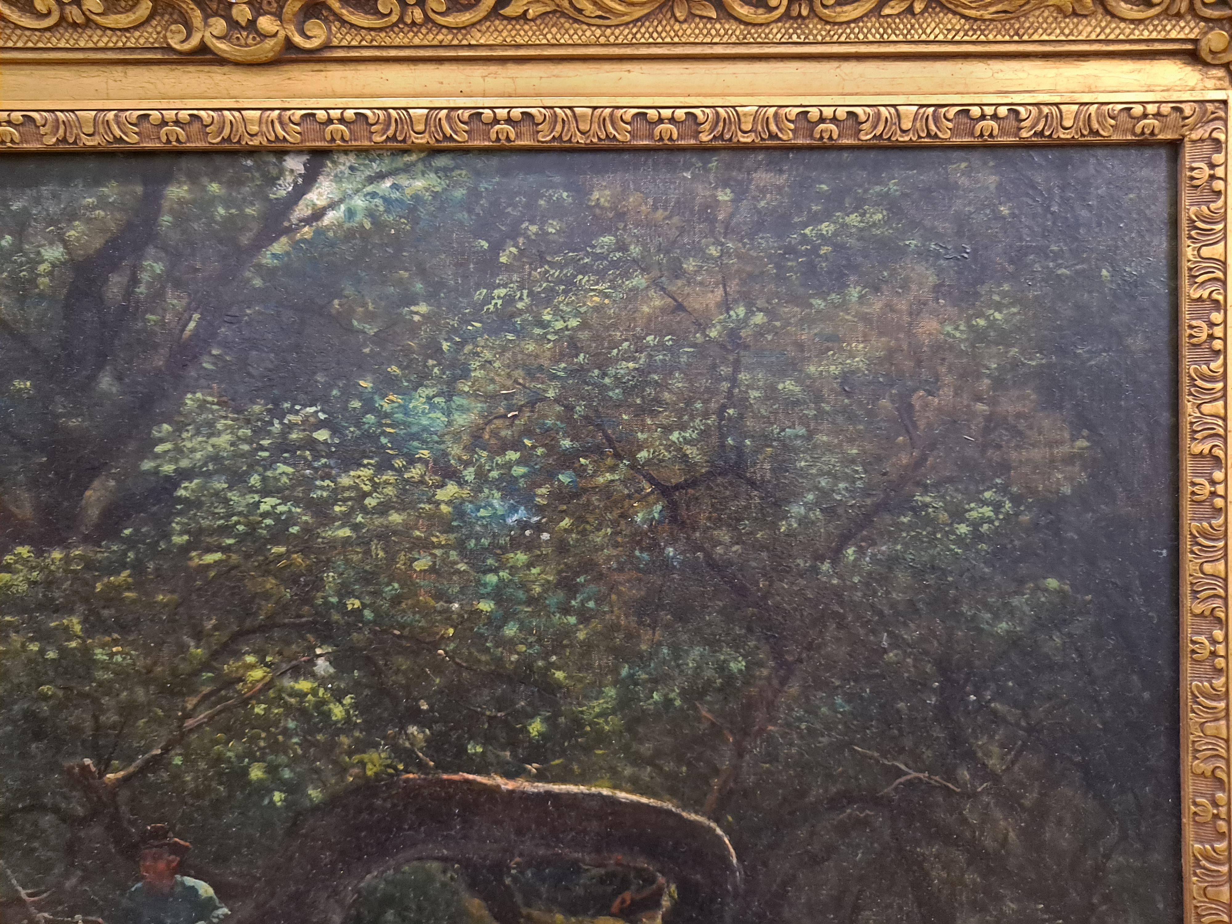 Paisaje del siglo XIX con pastor y rebaño de ovejas, por artista misterioso en venta 3