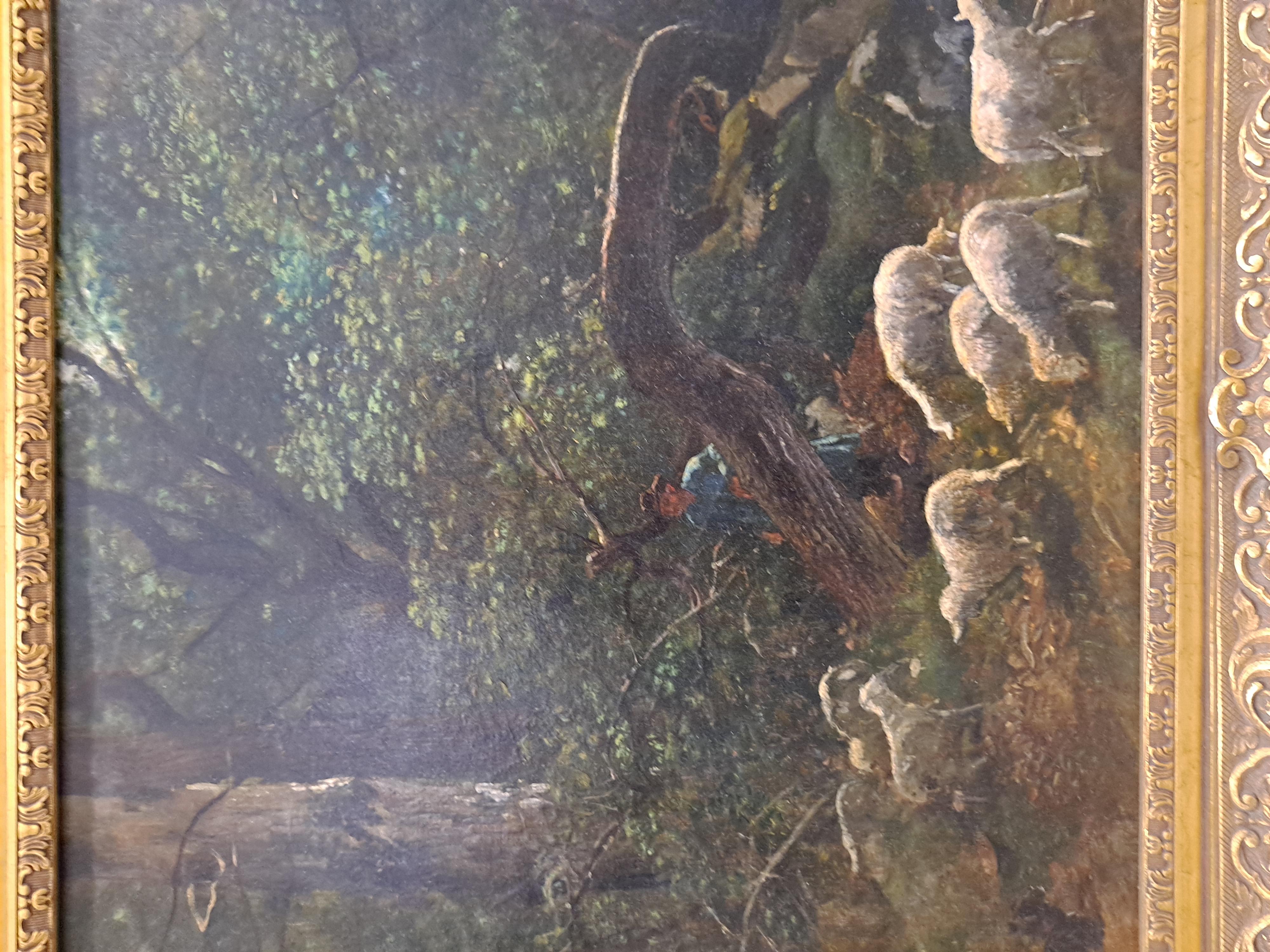 Paisaje del siglo XIX con pastor y rebaño de ovejas, por artista misterioso en venta 5