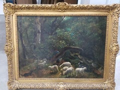 19th C Landscape With Shepard & Herd of Sheep by Mystery Artist