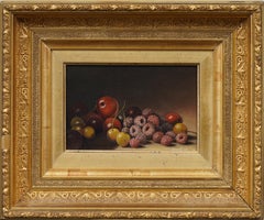 19th Century American Realist Fruit Still Life Finely Framed Oil Painting