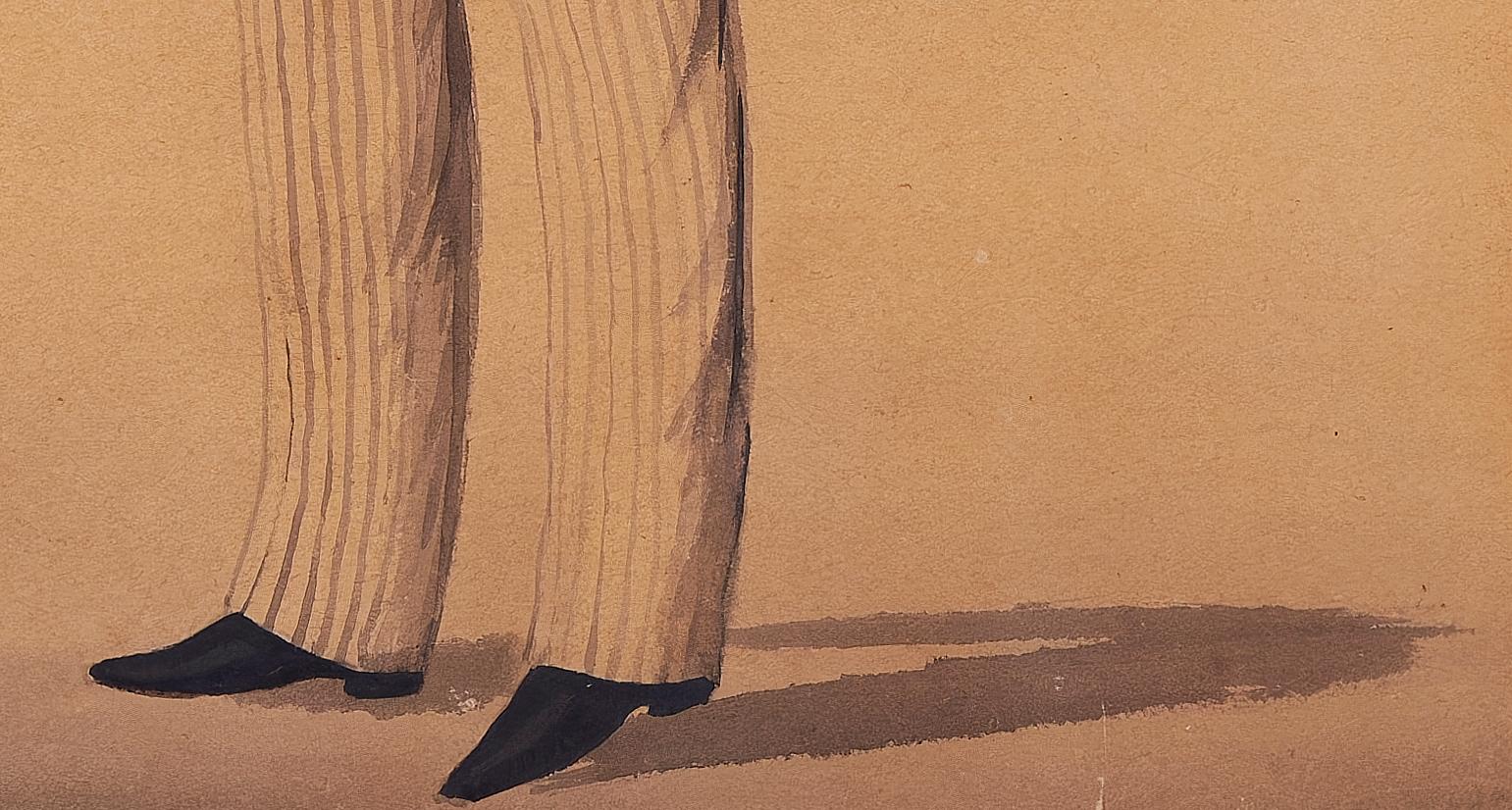 Silhouette di uomo americano del XIX secolo  Pittura a inchiostro e acquerello in vendita 1