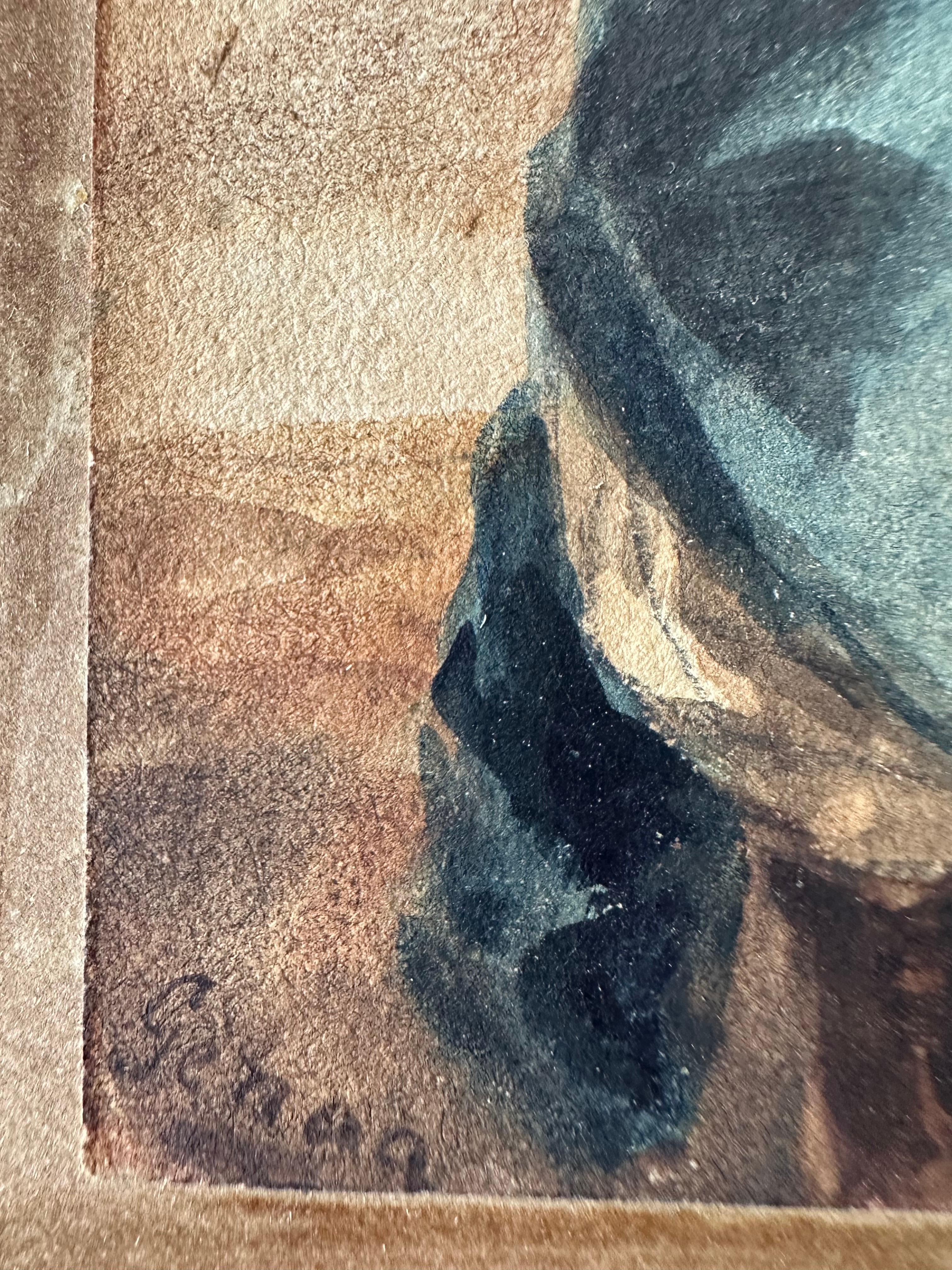 19. Jahrhundert Antike Genovese Matrose Porträtmalerei (Braun), Portrait Painting, von Unknown