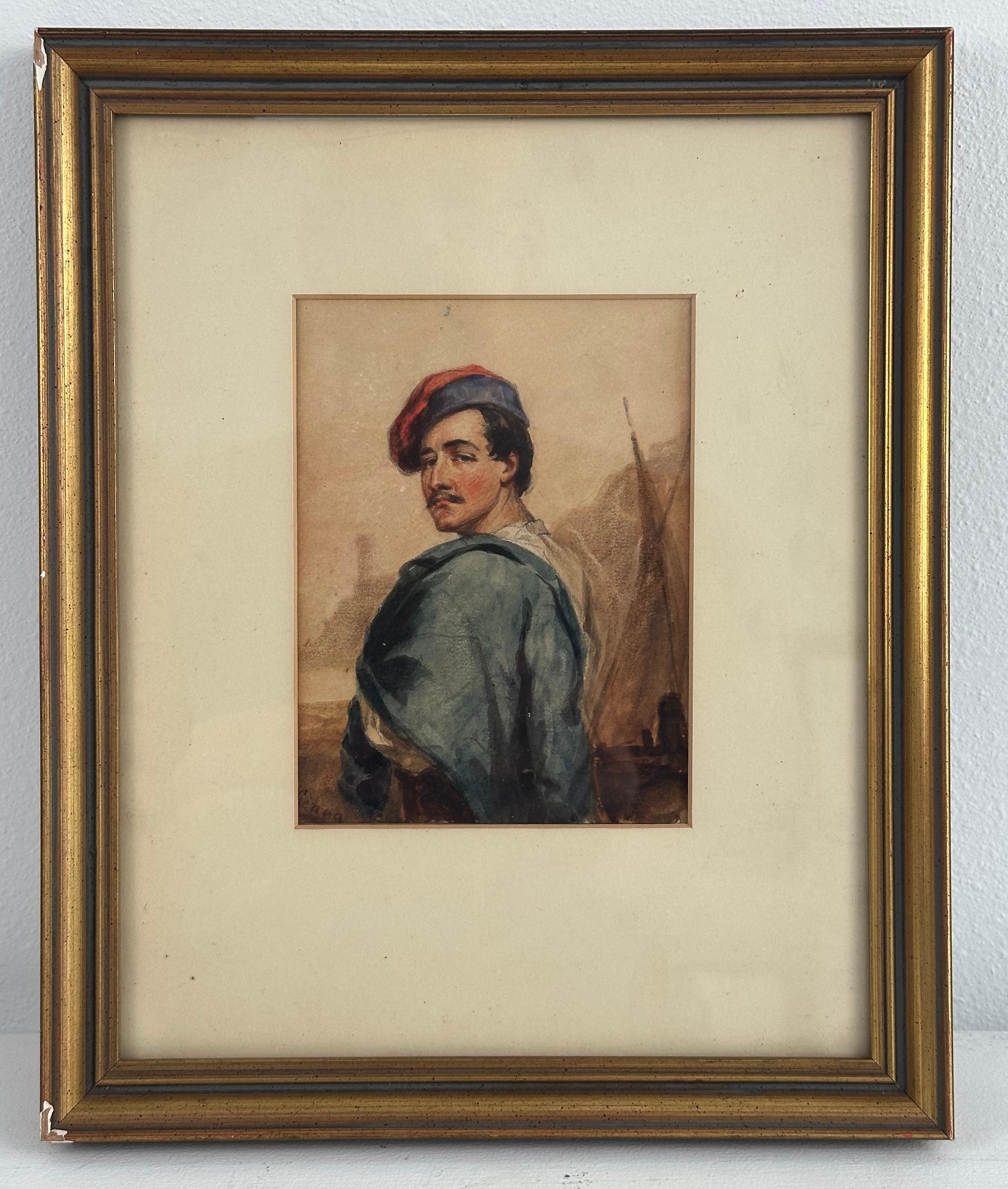 19. Jahrhundert Antike Genovese Matrose Porträtmalerei im Angebot 2