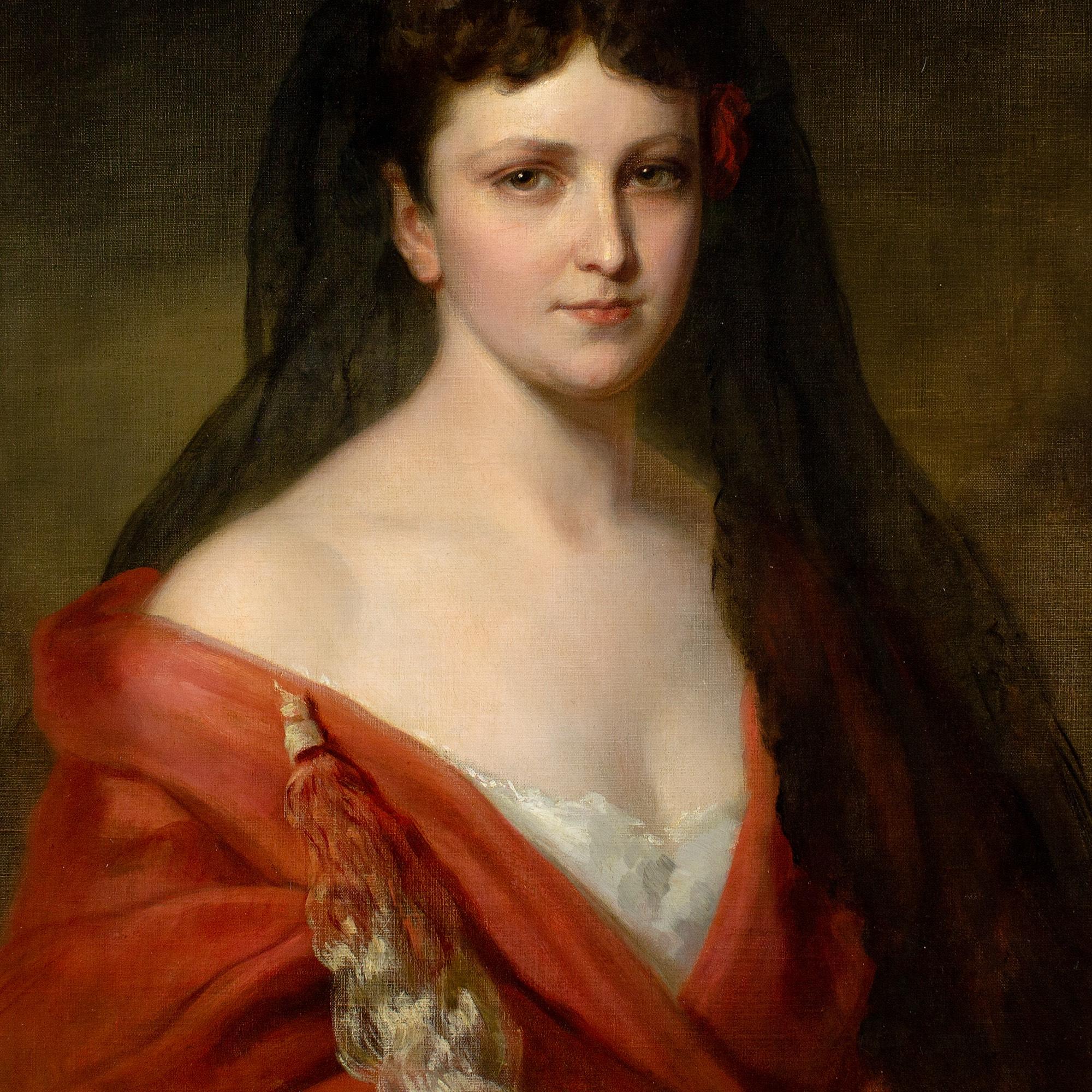 Österreichische Schule des 19. Jahrhunderts, Porträt einer Dame in spanischer Tracht im Angebot 3