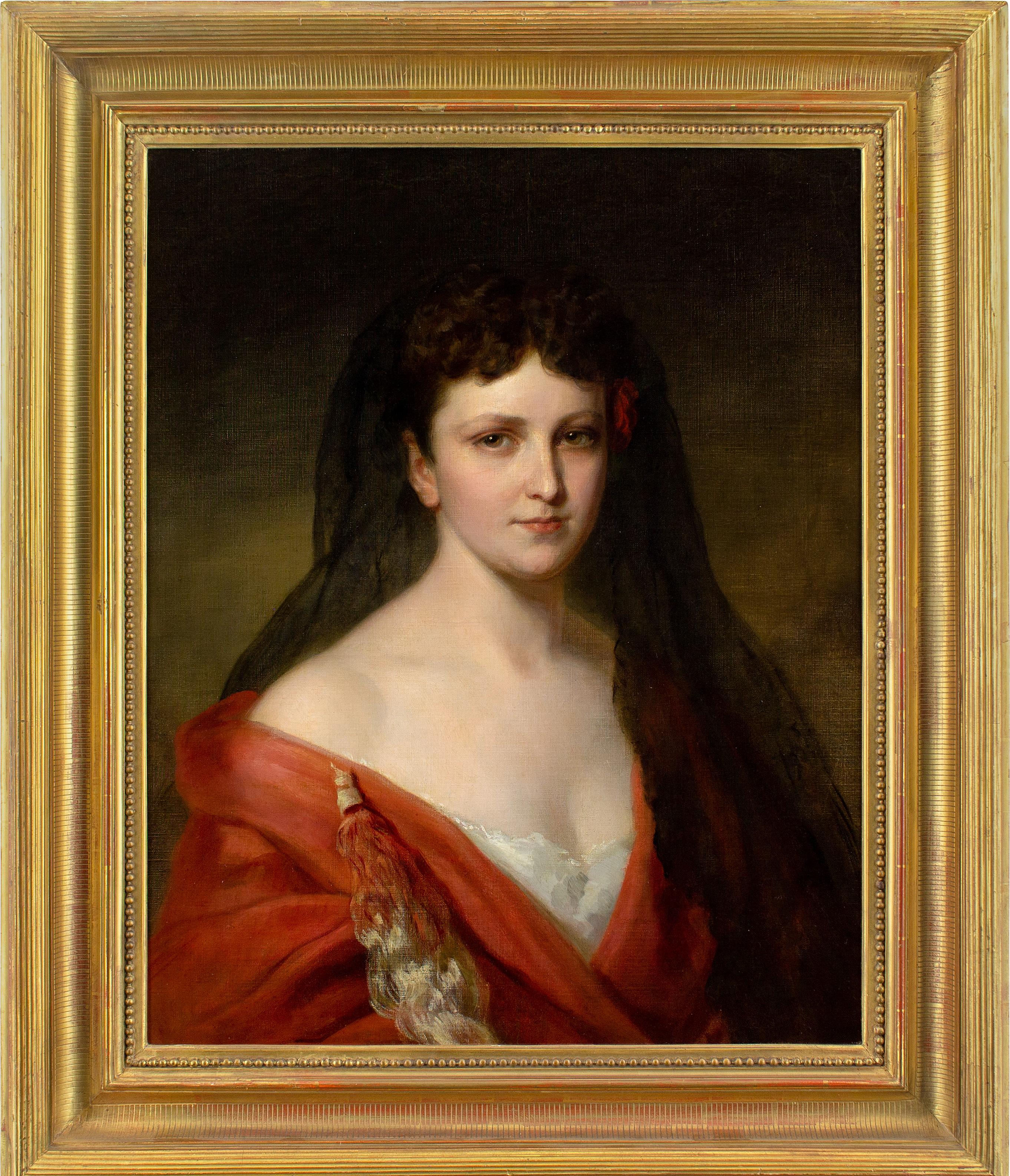 Spanish School du XIXe siècle, Portrait d'une dame en tenue espagnole
