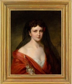 Spanish School du XIXe siècle, Portrait d'une dame en tenue espagnole
