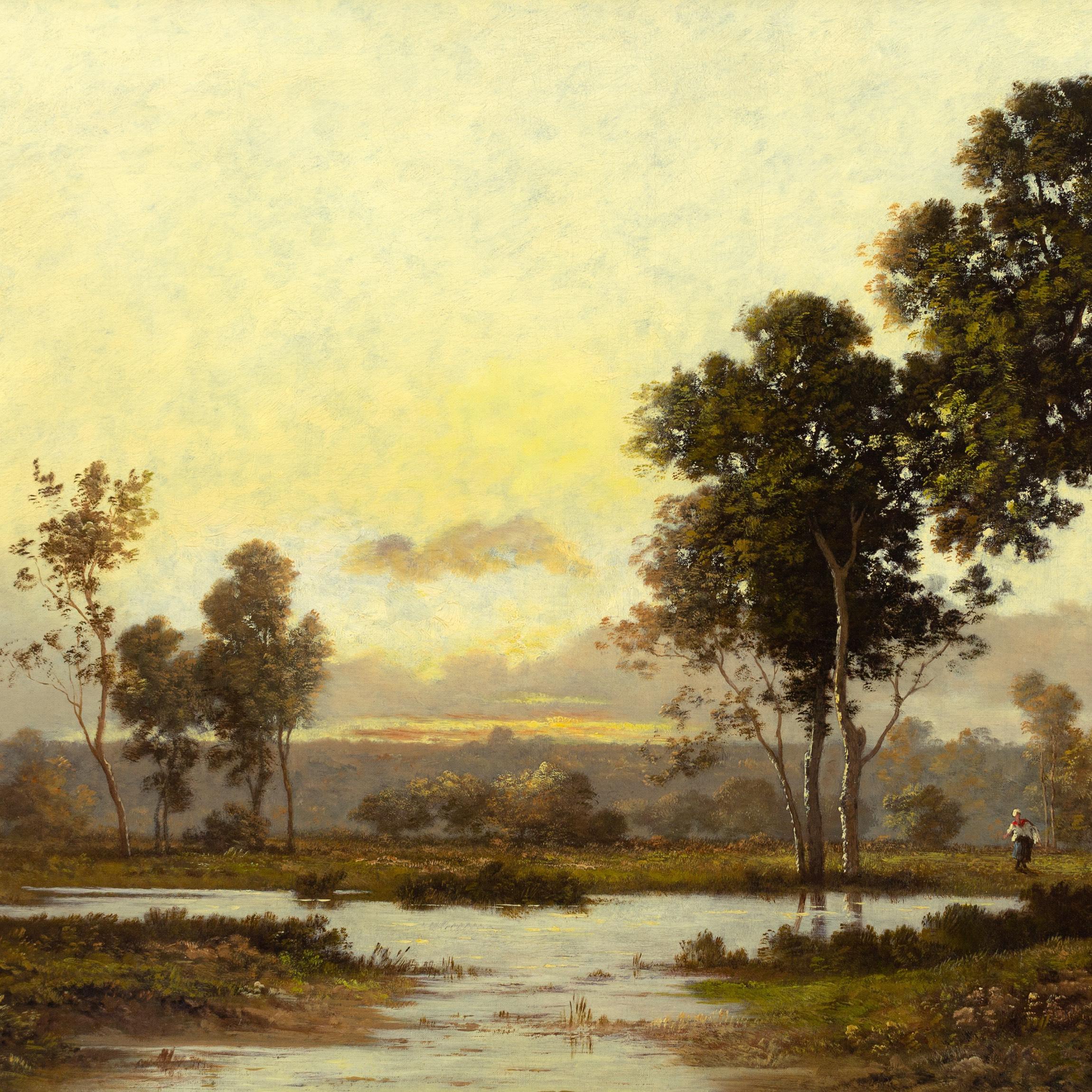 19th-Century Barbizon Painting, River Landscape, Fontainebleau en vente 2