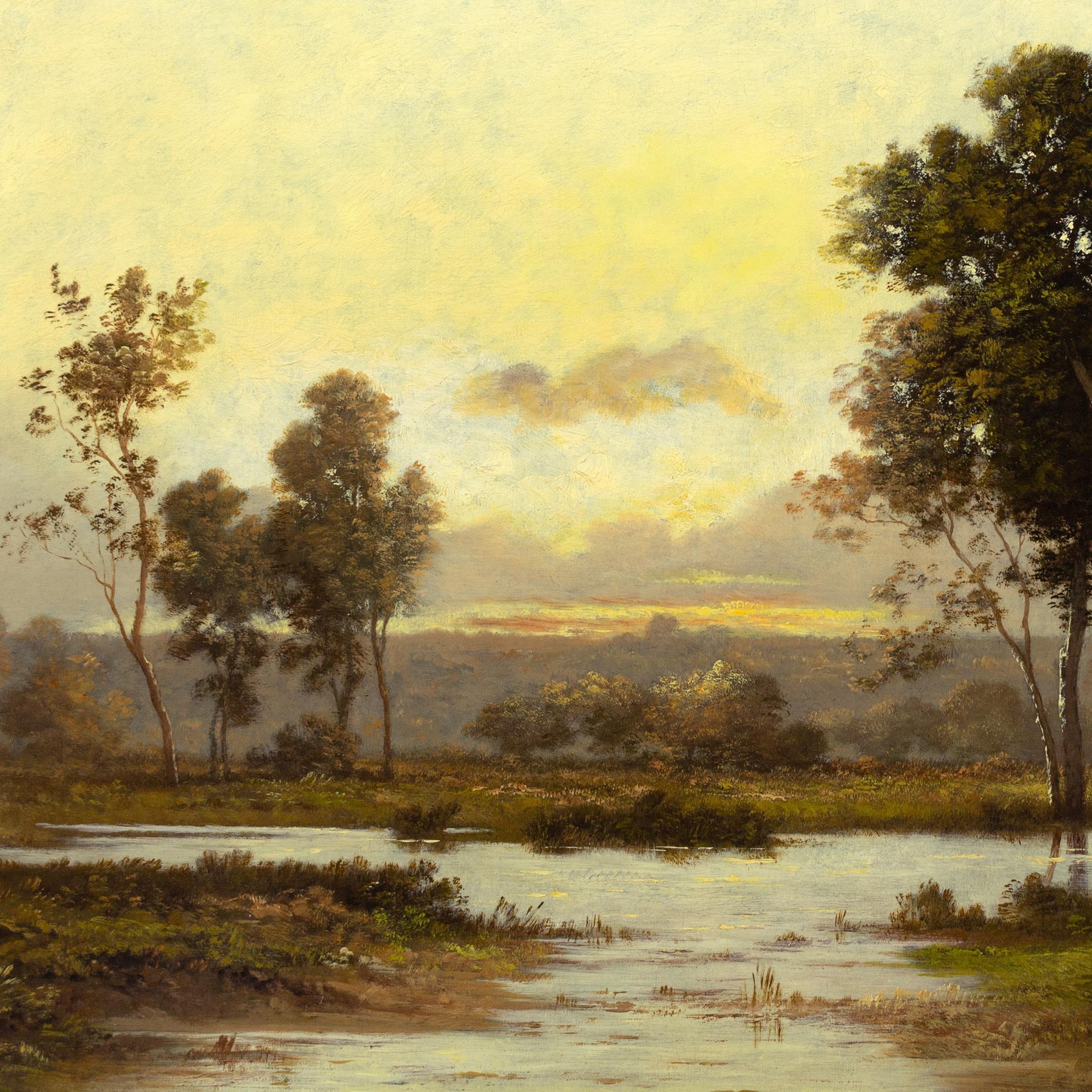 19th-Century Barbizon Painting, River Landscape, Fontainebleau en vente 3