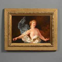 Antique 19th Century Baroque Style Study of a Female Figure Oil on Board