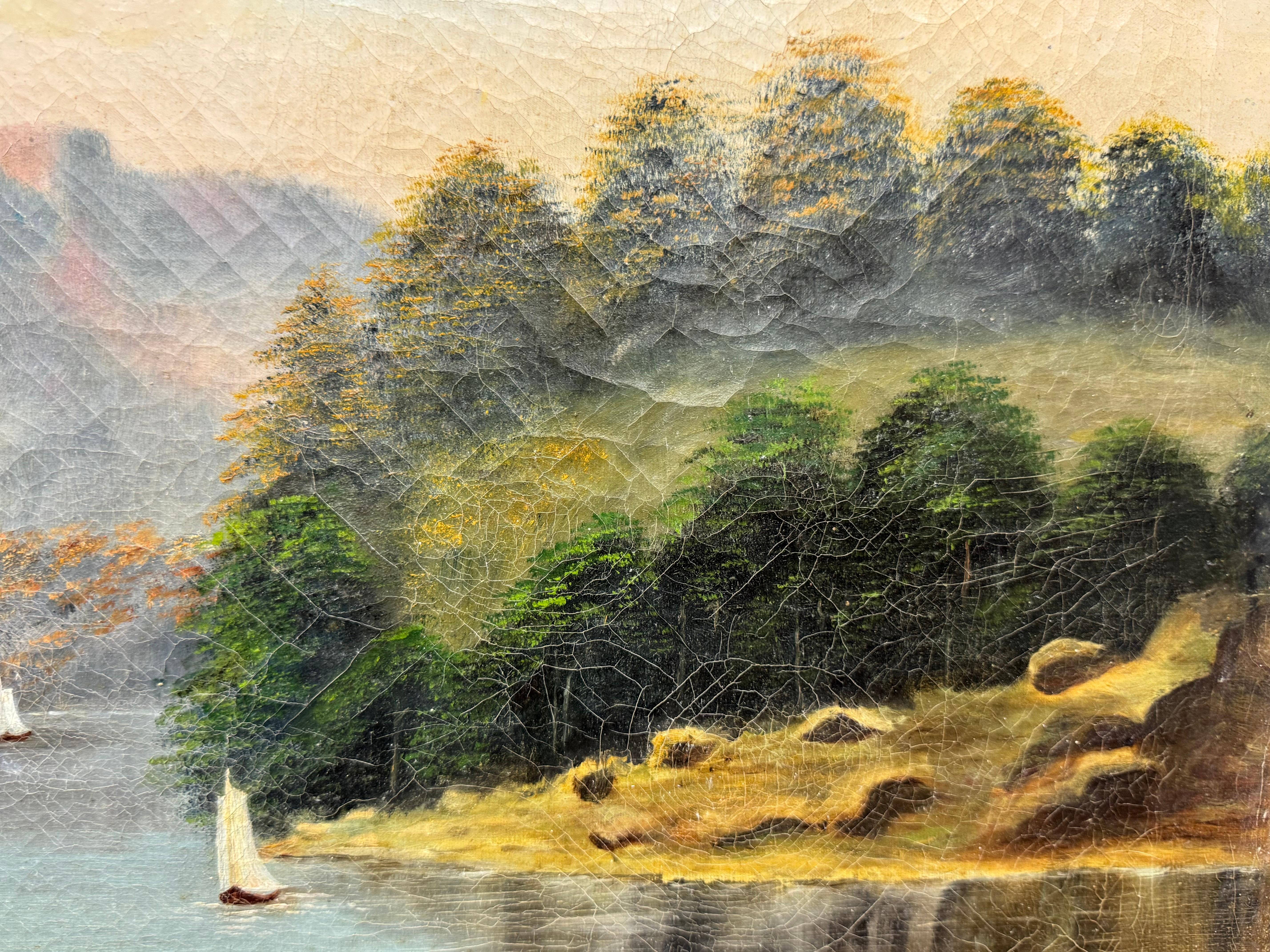 19e siècle, Belle scène de la rivière Hudson, Paysage, Peinture en vente 1